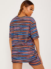 Multi-farbige übergroße Top- und Shorts-Co-ordte