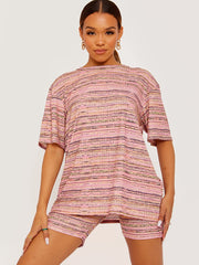 Multi-farbige übergroße Top- und Shorts-Co-ordte