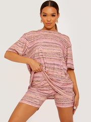 Multi-farbige übergroße Top- und Shorts-Co-ordte