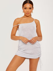 Lurex Knit Ruched Metallic Cami Dress