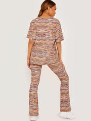 Multi Coloured Oversized Top & Flared Trouser Co-ord