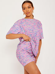 Multi-farbige übergroße Top- und Shorts-Co-ordte