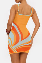 Abstract Knit Bodycon Mini Dress