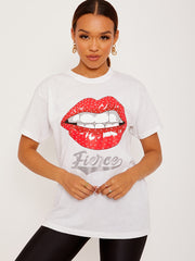 Camiseta impresa gráfica feroz