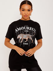 Leopard Amoureux Graphic Printed T-Shirt