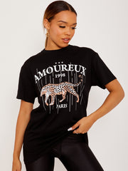 Leopard Amoureux Graphic Printed T-Shirt