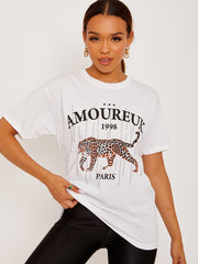 Leopard Amoureux Graphic Printed T-Shirt