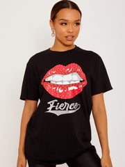 Camiseta impresa gráfica feroz