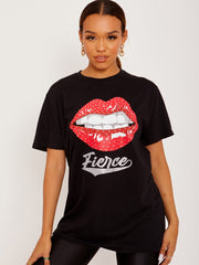 Camiseta impresa gráfica feroz