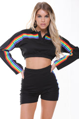 Rainbow Stripe Crop Top And Shorts Co-ord