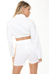 Rainbow Stripe Crop Top And Shorts Co-ord