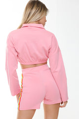 Rainbow Stripe Crop Top And Shorts Co-ord