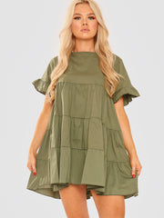 Frill Detail Tiered Smock Dress