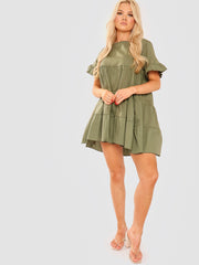 Frill Detail Tiered Smock Dress