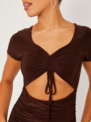 Slinky Cut Out Front Ruched Dress