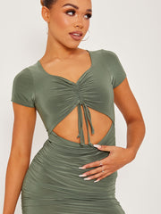 Slinky Cut Out Front Ruched Dress