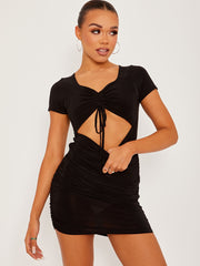 Slinky Cut Out Front Ruched Dress