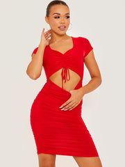 Slinky Cut Out Front Ruched Dress