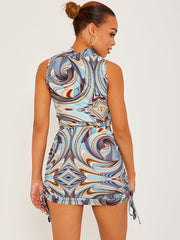 Marble Print Crop Top & Ruched Skirt Co-ord