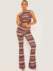 New Multi Coloured Flared Trouser