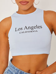 Los Angeles geribbelde vest -crop top