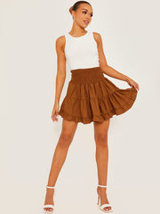 Plain Shirred Waist Boho Skirt