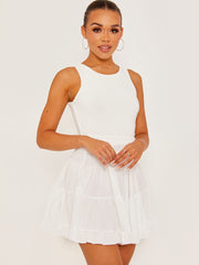 Plain Shirred Waist Boho Skirt