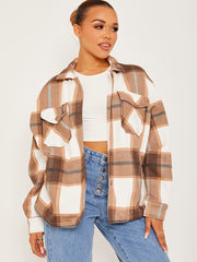 Classic Thick Colour Block Checked Shirt Jacket Shacket