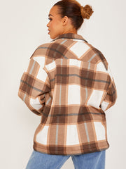 Classic Thick Colour Block Checked Shirt Jacket Shacket