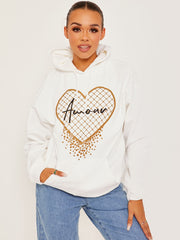 Amour Heart Graphic Fleeced Hoodie