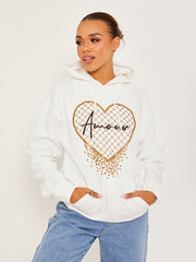 Amour Heart Graphic Fleeced Hoodie