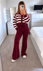 Striped Knit Cardigan & Wide Leg Trouser Co-Ord Set