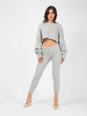 Oversized Cable Knit Crop Top & Trouser Co-ord