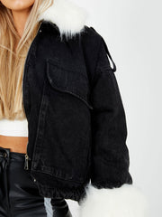 Oversized Faux Fur Lined Denim Jacket