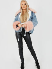 Oversized Faux Fur Lined Denim Jacket