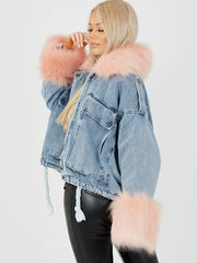 Oversized Faux Fur Lined Denim Jacket