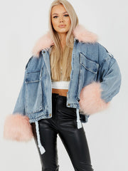 Oversized Faux Fur Lined Denim Jacket