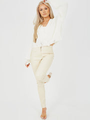 High Waist PU Trouser