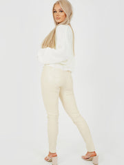 High Waist PU Trouser