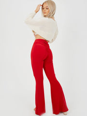 Scrunch Back Flared Slinky Trousers