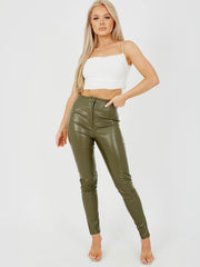 High Waist PU Trouser