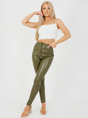 High Waist PU Trouser