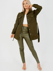Oversized Thick Belted Shacket
