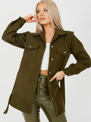Oversized Thick Belted Shacket