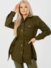 Oversized Thick Belted Shacket