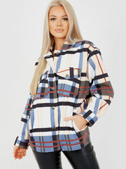Classic Thick Colour Block Checked Shirt Jacket Shacket