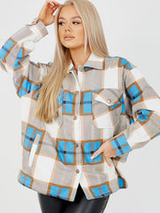 Classic Thick Colour Block Checked Shirt Jacket Shacket