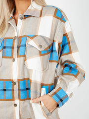Classic Thick Colour Block Checked Shirt Jacket Shacket