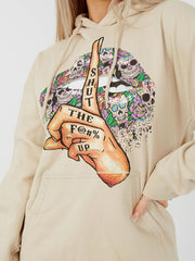 Shut Up Graphic Fleeced Hoodie