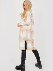 Longline Thick Colour Block Checked Shirt Jacket Shacket